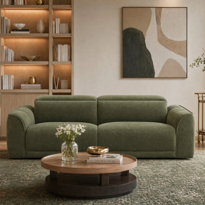 Elaine Modern Curved Performance Fabric 2 Seater Reclining Sofa