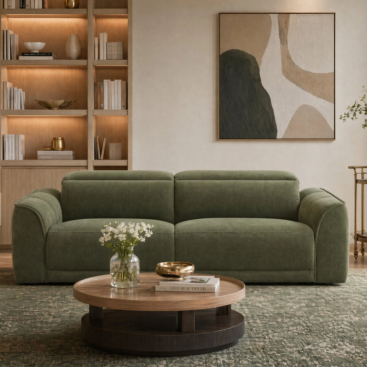 Elaine Modern Curved Performance Fabric 2 Seater Reclining Sofa