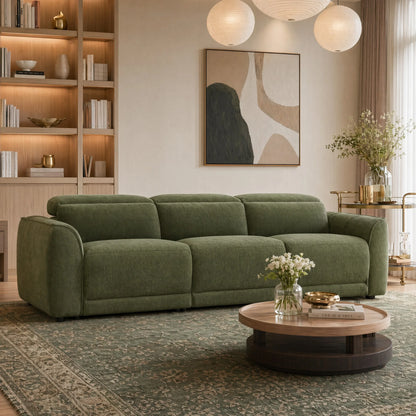 Elaine Modern Curved Performance Fabric 3 Seater Reclining Sofa