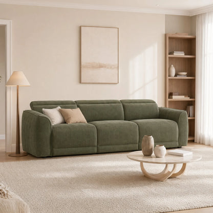 Elaine Modern Curved Performance Fabric 3 Seater Reclining Sofa