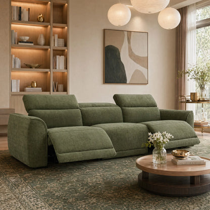 Elaine Modern Curved Performance Fabric 3 Seater Reclining Sofa