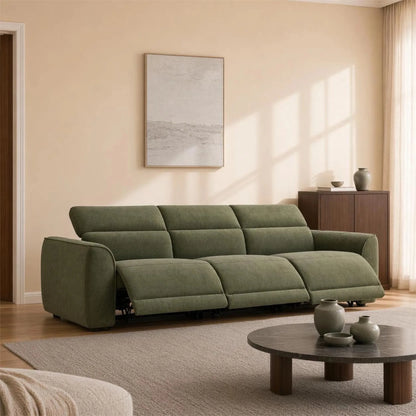 Elaine Modern Curved Performance Fabric 3 Seater Reclining Sofa