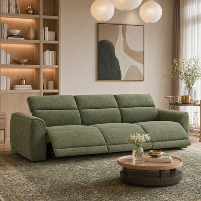 Elaine Modern Curved Performance Fabric 3 Seater Reclining Sofa