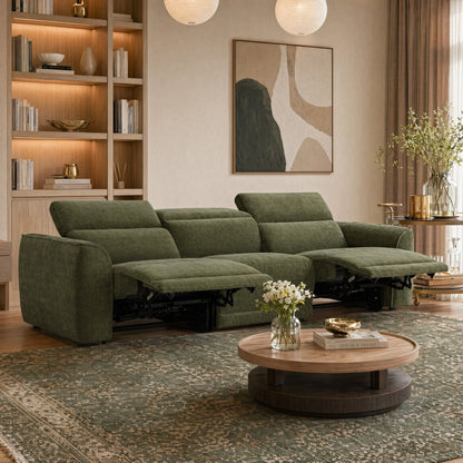 Elaine Modern Curved Performance Fabric 3 Seater Reclining Sofa