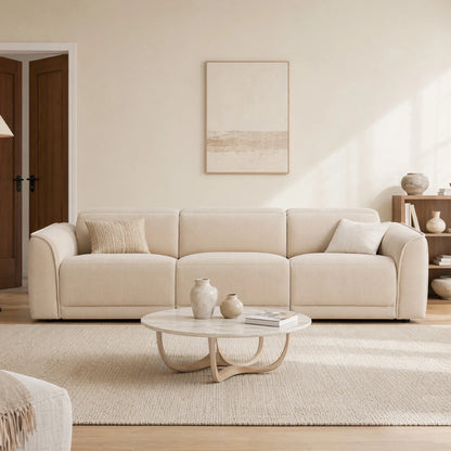 Elaine Modern Curved Performance Fabric 3 Seater Reclining Sofa