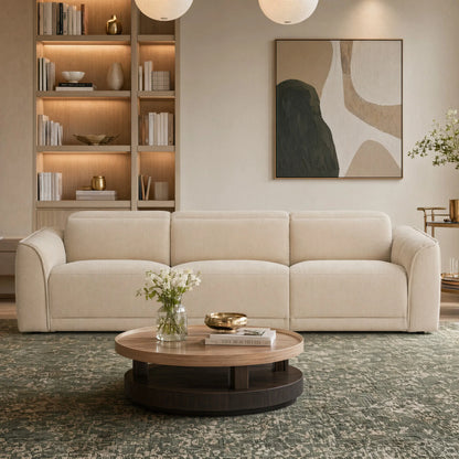 Elaine Modern Curved Performance Fabric 3 Seater Reclining Sofa