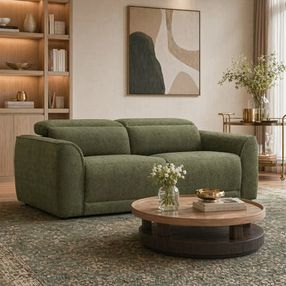 Elaine Modern Curved Performance Fabric 2 Seater Reclining Sofa