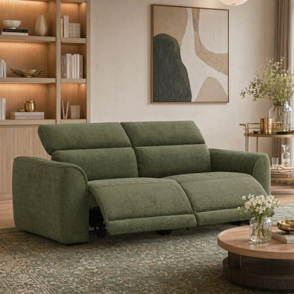 Elaine Modern Curved Performance Fabric 2 Seater Reclining Sofa