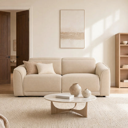 Elaine Modern Curved Performance Fabric 2 Seater Reclining Sofa