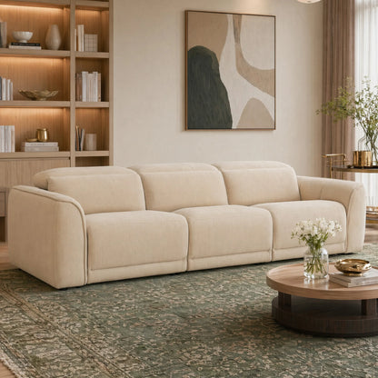 Elaine Modern Curved Performance Fabric 3 Seater Reclining Sofa