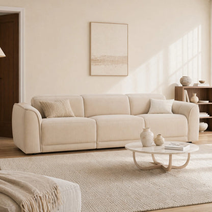 Elaine Modern Curved Performance Fabric 3 Seater Reclining Sofa