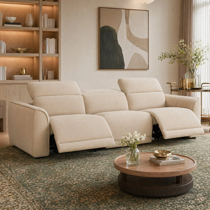 Elaine Modern Curved Performance Fabric 3 Seater Reclining Sofa