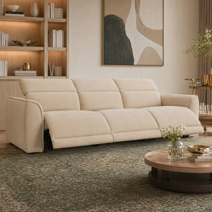 Elaine Modern Curved Performance Fabric 3 Seater Reclining Sofa