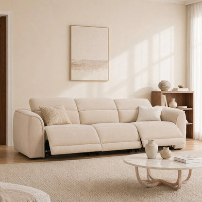 Elaine Modern Curved Performance Fabric 3 Seater Reclining Sofa