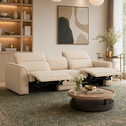 Elaine Modern Curved Performance Fabric 3 Seater Reclining Sofa