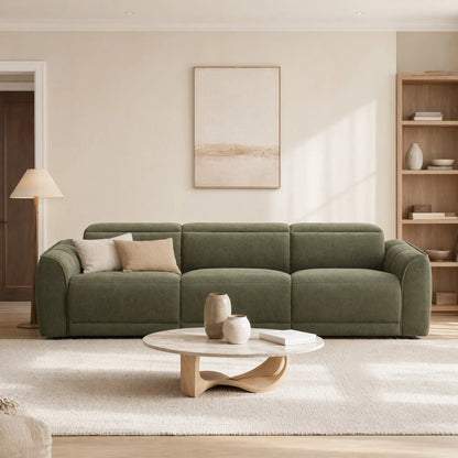 Elaine Modern Curved Performance Fabric 3 Seater Reclining Sofa