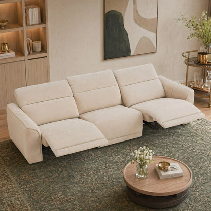 Elaine Modern Curved Performance Fabric 3 Seater Reclining Sofa