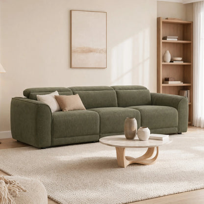 Elaine Modern Curved Performance Fabric 3 Seater Reclining Sofa