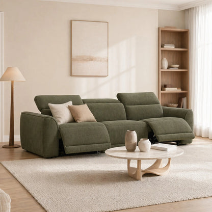 Elaine Modern Curved Performance Fabric 3 Seater Reclining Sofa