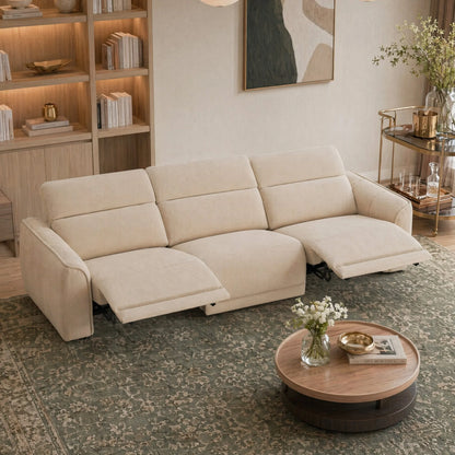 Elaine Modern Curved Performance Fabric 3 Seater Reclining Sofa