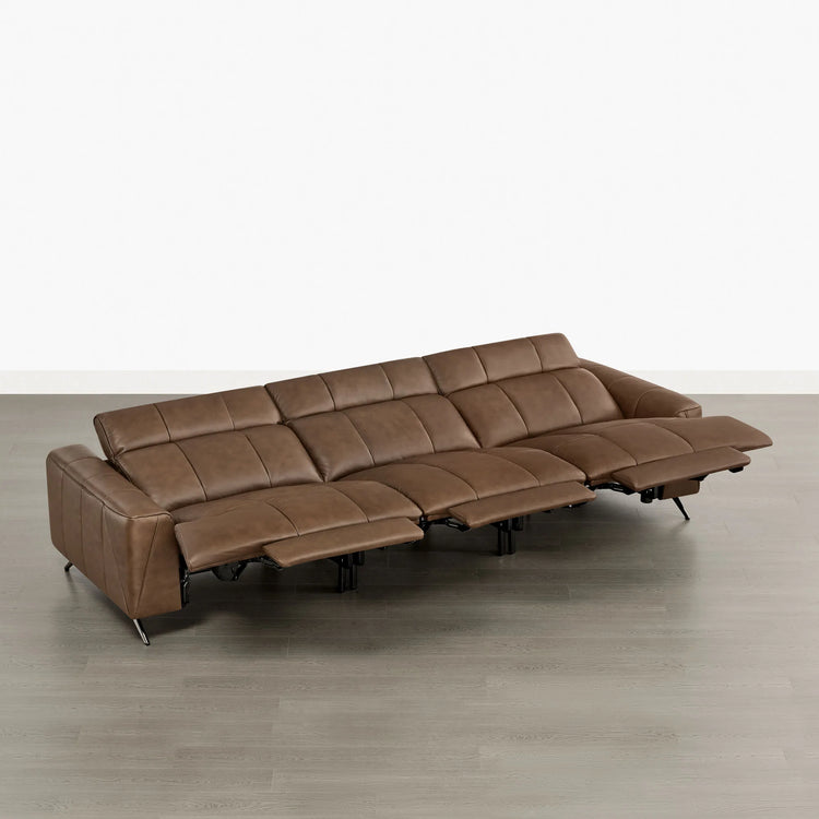 Elan Streamlined Zero Gravity Genuine Leather 3 Seater Reclining Sofa