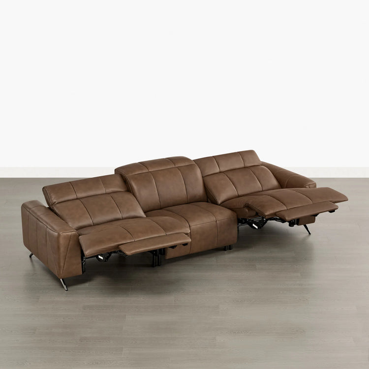 Elan Streamlined Zero Gravity Genuine Leather 3 Seater Reclining Sofa