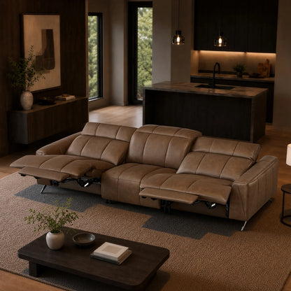 Elan Streamlined Zero Gravity Genuine Leather 3 Seater Reclining Sofa