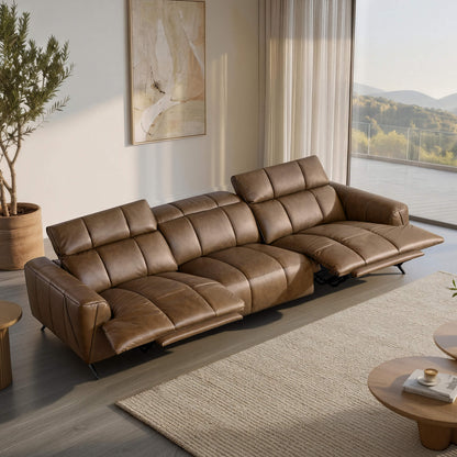 Elan Streamlined Zero Gravity Genuine Leather 3 Seater Reclining Sofa