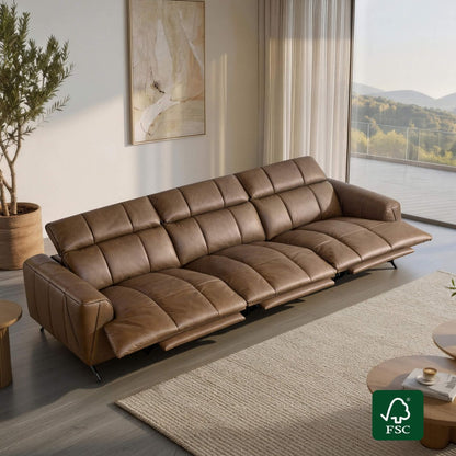 Elan Streamlined Zero Gravity Genuine Leather 3 Seater Reclining Sofa
