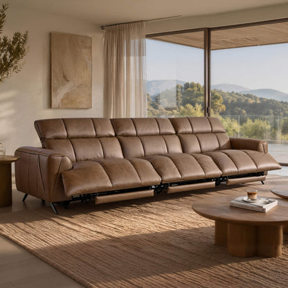 Elan Streamlined Zero Gravity Genuine Leather 3 Seater Reclining Sofa