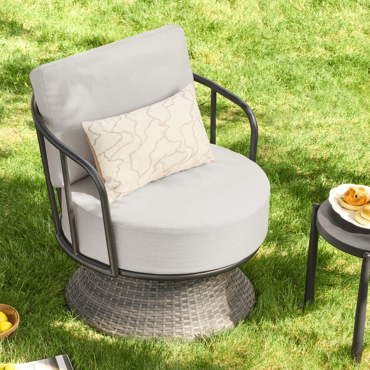 Ellie Rattan Woven Base Swivel Chair (Set of 2）