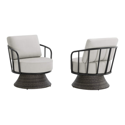 Ellie Rattan Woven Base Swivel Chair (Set of 2）