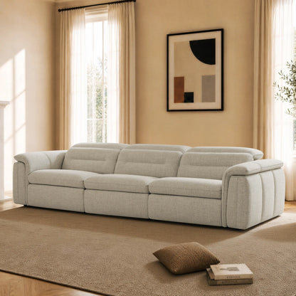 Elora Cloud-Soft Deep Lounge 3-Seater Reclining Sofa with Power Headrest
