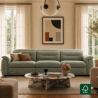 Elora Cloud-Soft Deep Lounge 3-Seater Reclining Sofa with Power Headrest