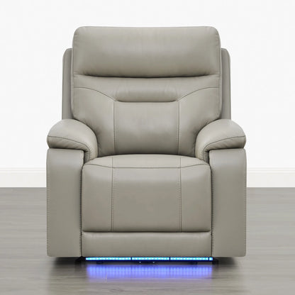 Hamish Genuine Leather Lay-Flat Power Recliner with LED Lighting