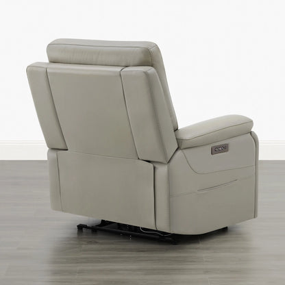 Hamish Genuine Leather Lay-Flat Power Recliner with LED Lighting