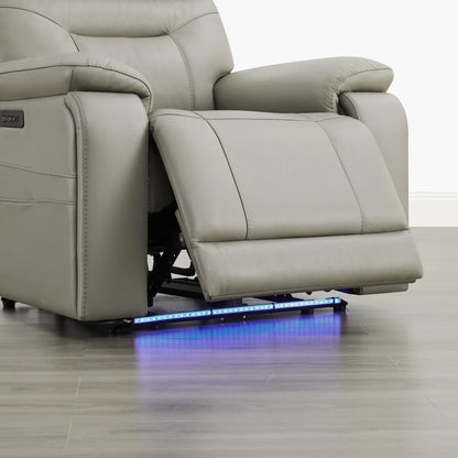 Hamish Genuine Leather Lay-Flat Power Recliner with LED Lighting