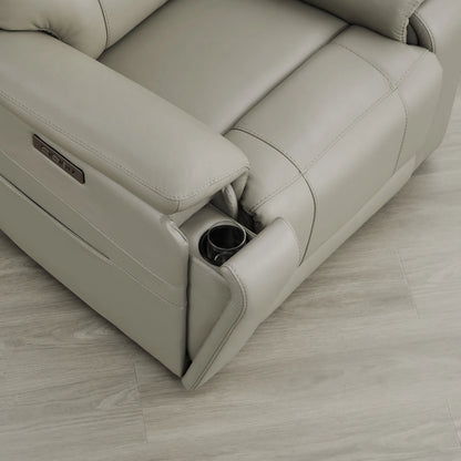 Hamish Genuine Leather Lay-Flat Power Recliner with LED Lighting