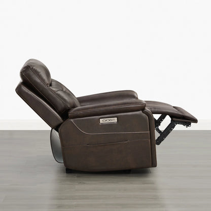 Hamish Genuine Leather Lay-Flat Power Recliner with LED Lighting