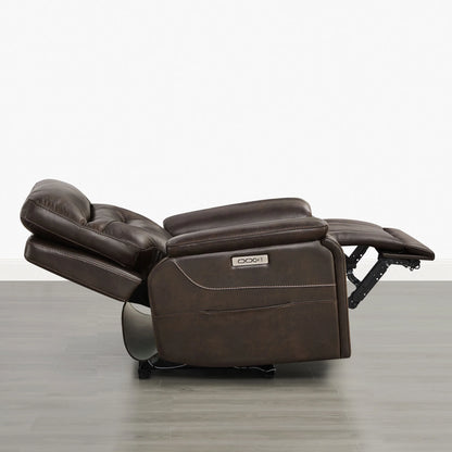 Hamish Genuine Leather Lay-Flat Power Recliner with LED Lighting