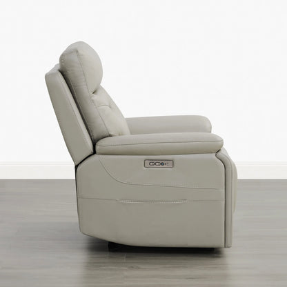 Hamish Genuine Leather Lay-Flat Power Recliner with LED Lighting