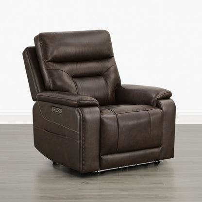 Hamish Genuine Leather Lay-Flat Power Recliner with LED Lighting