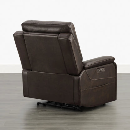 Hamish Genuine Leather Lay-Flat Power Recliner with LED Lighting