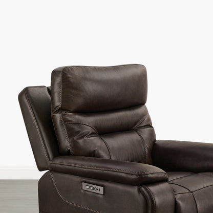 Hamish Genuine Leather Lay-Flat Power Recliner with LED Lighting