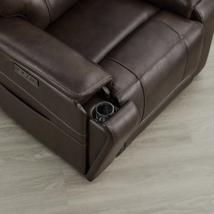 Hamish Genuine Leather Lay-Flat Power Recliner with LED Lighting