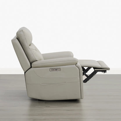 Hamish Genuine Leather Lay-Flat Power Recliner with LED Lighting