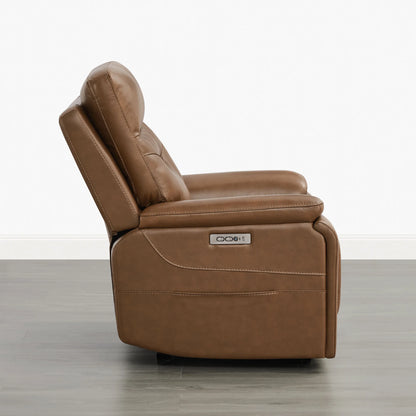 Hamish Genuine Leather Lay-Flat Power Recliner with LED Lighting