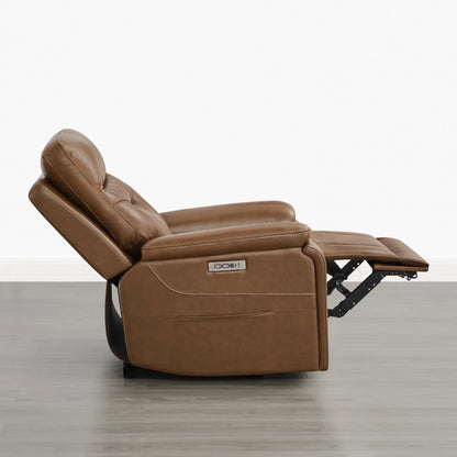 Hamish Genuine Leather Lay-Flat Power Recliner with LED Lighting