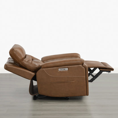 Hamish Genuine Leather Lay-Flat Power Recliner with LED Lighting