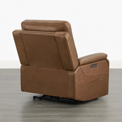 Hamish Genuine Leather Lay-Flat Power Recliner with LED Lighting